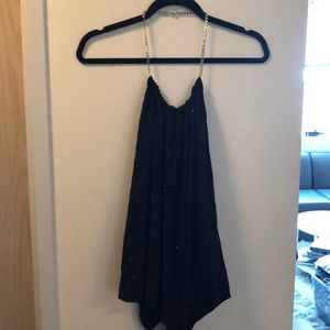 Express open-back black halter tank